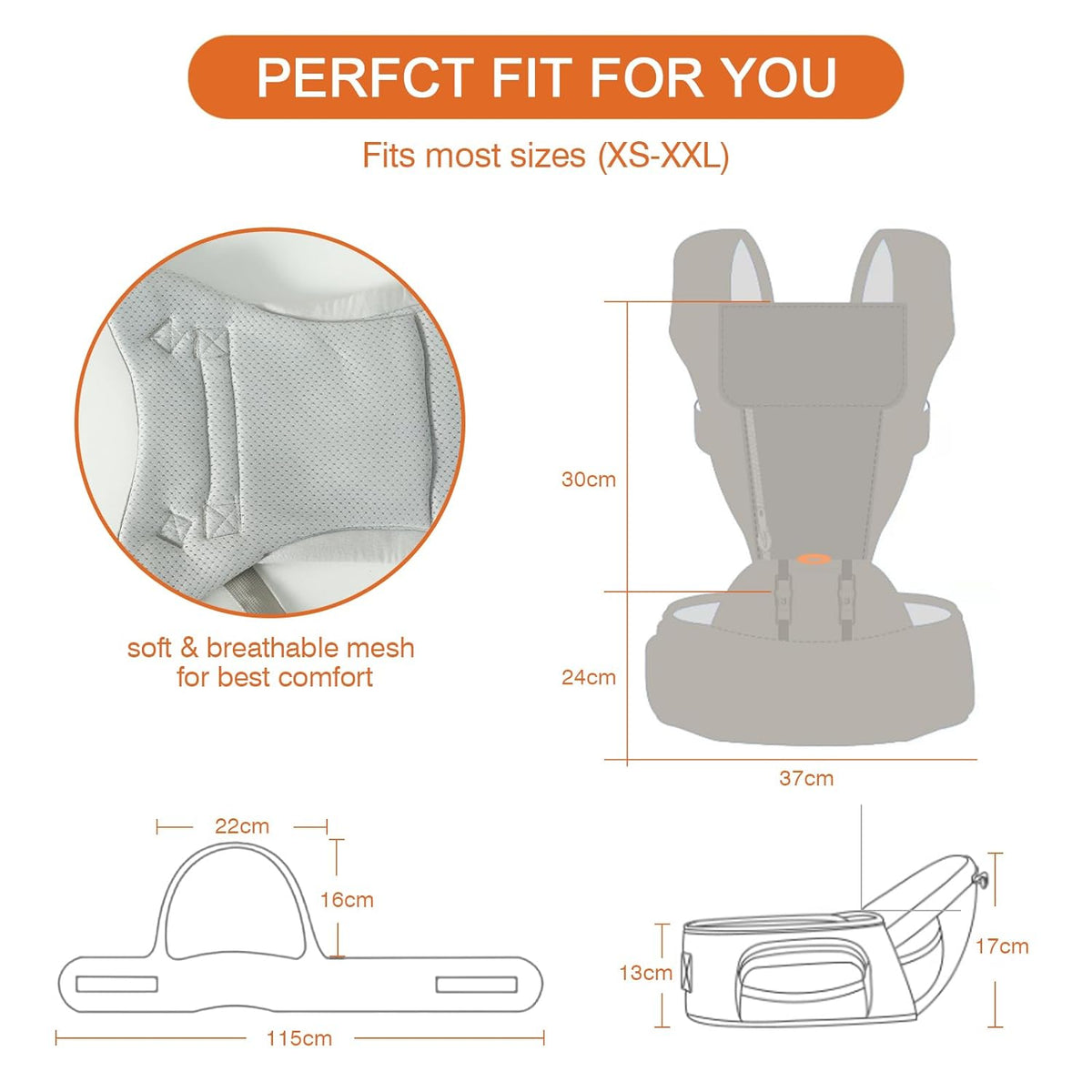 Sunzit Baby - Carrier,Ergonomic Baby Hip Set Carrier,Baby Carrier for Newborn with Sunshade and Windproof Storage for Breastfeeding
