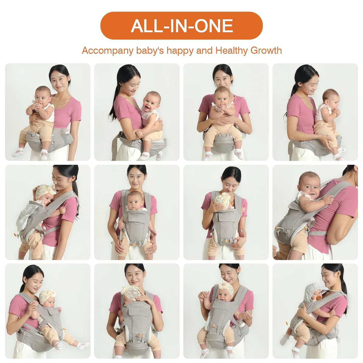 Sunzit Baby - Carrier,Ergonomic Baby Hip Set Carrier,Baby Carrier for Newborn with Sunshade and Windproof Storage for Breastfeeding