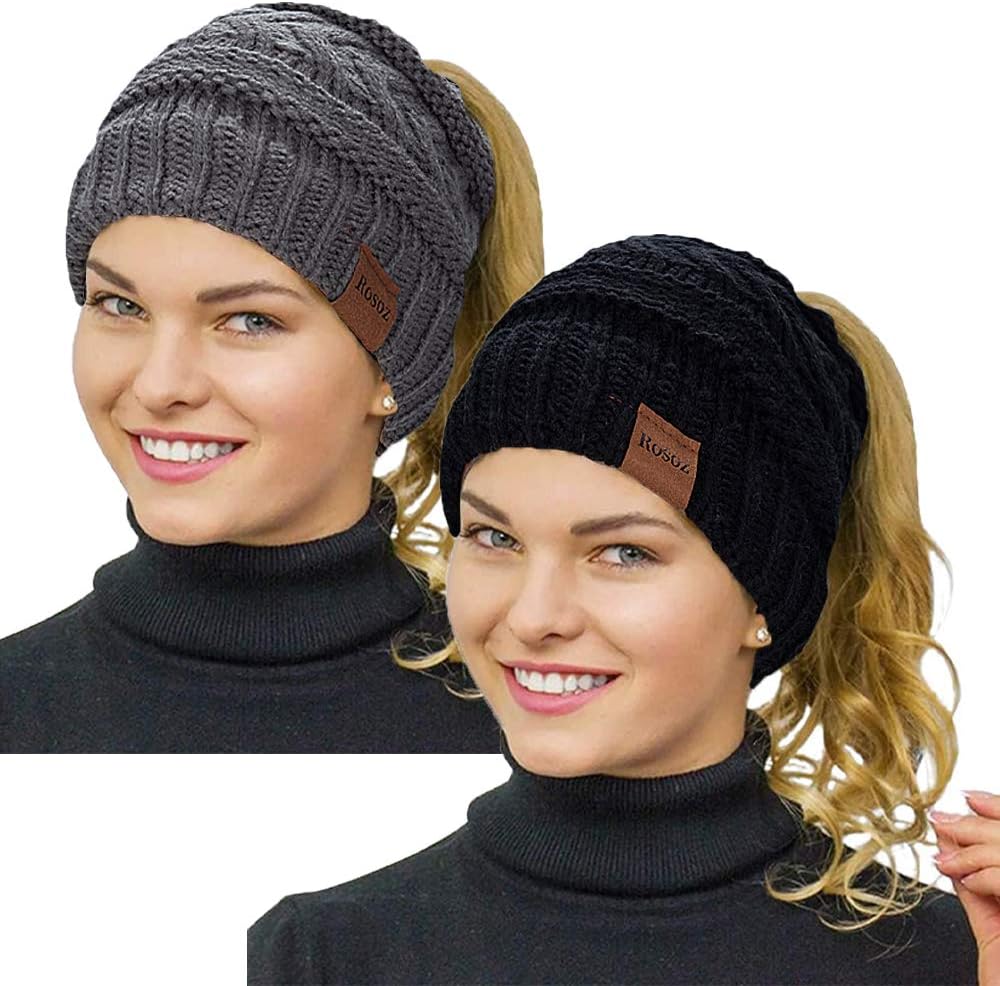 Ponytail Beanie for Women,Winter Warm Beanie