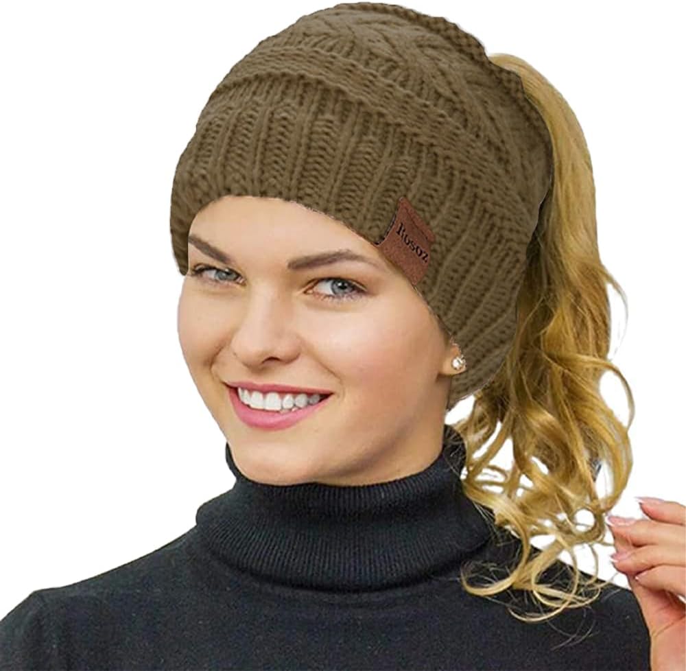 Ponytail Beanie for Women,Winter Warm Beanie