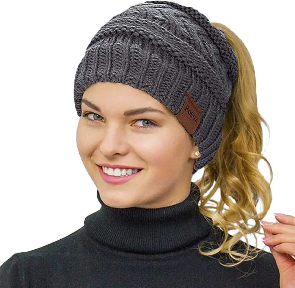 Ponytail Beanie for Women,Winter Warm Beanie