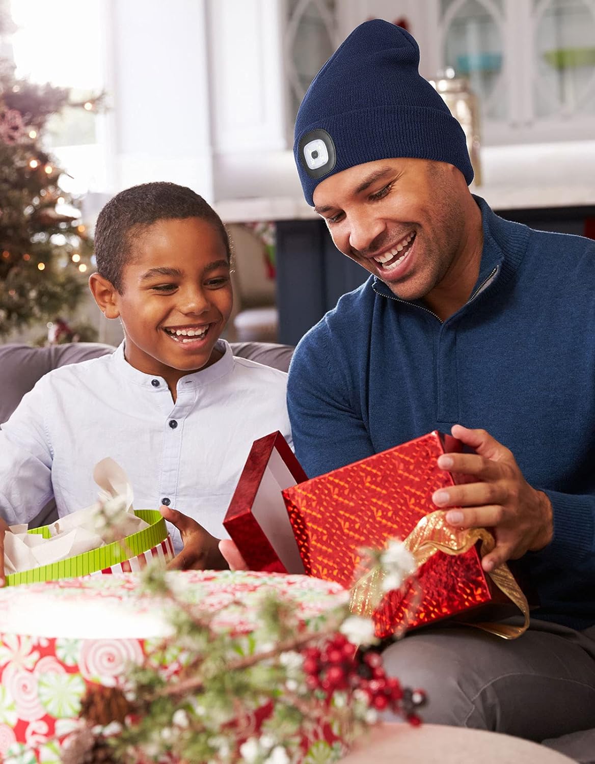 LED Beanie with Light,Unisex USB Rechargeable Hands Free