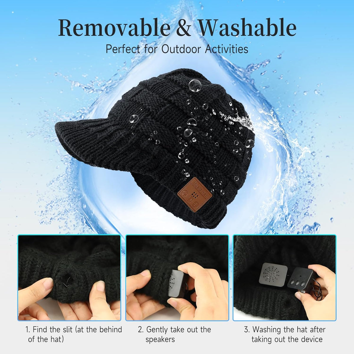 Beanie for Women with Ponytail Hole -Bluetooth Headphones