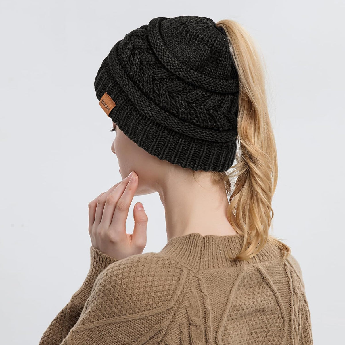 Ponytail Beanie for Women,Winter Warm Beanie