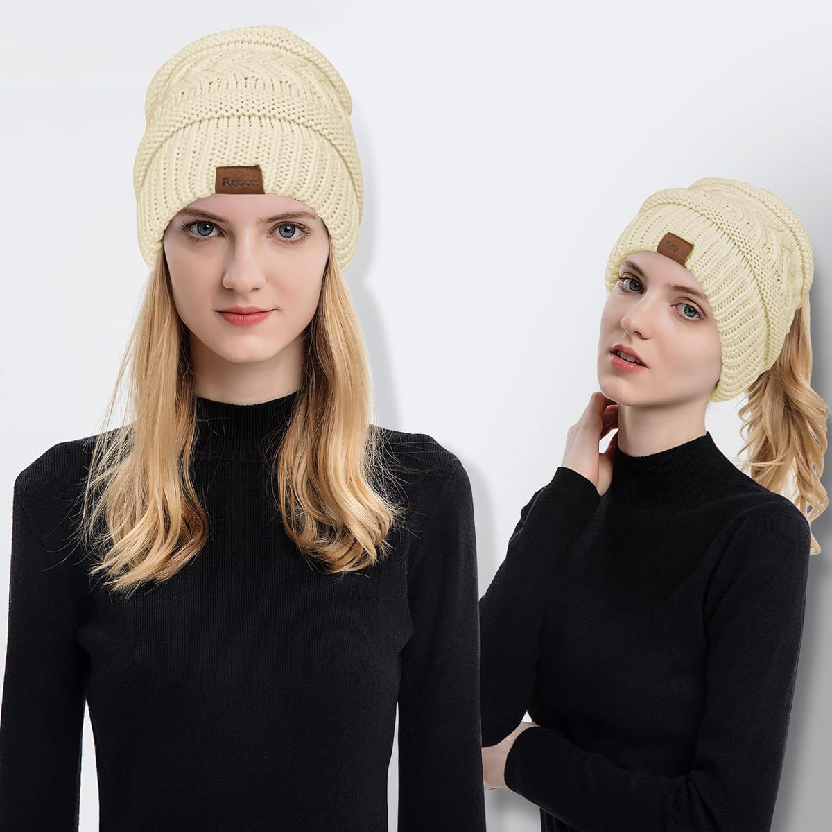 Ponytail Beanie for Women,Winter Warm Beanie