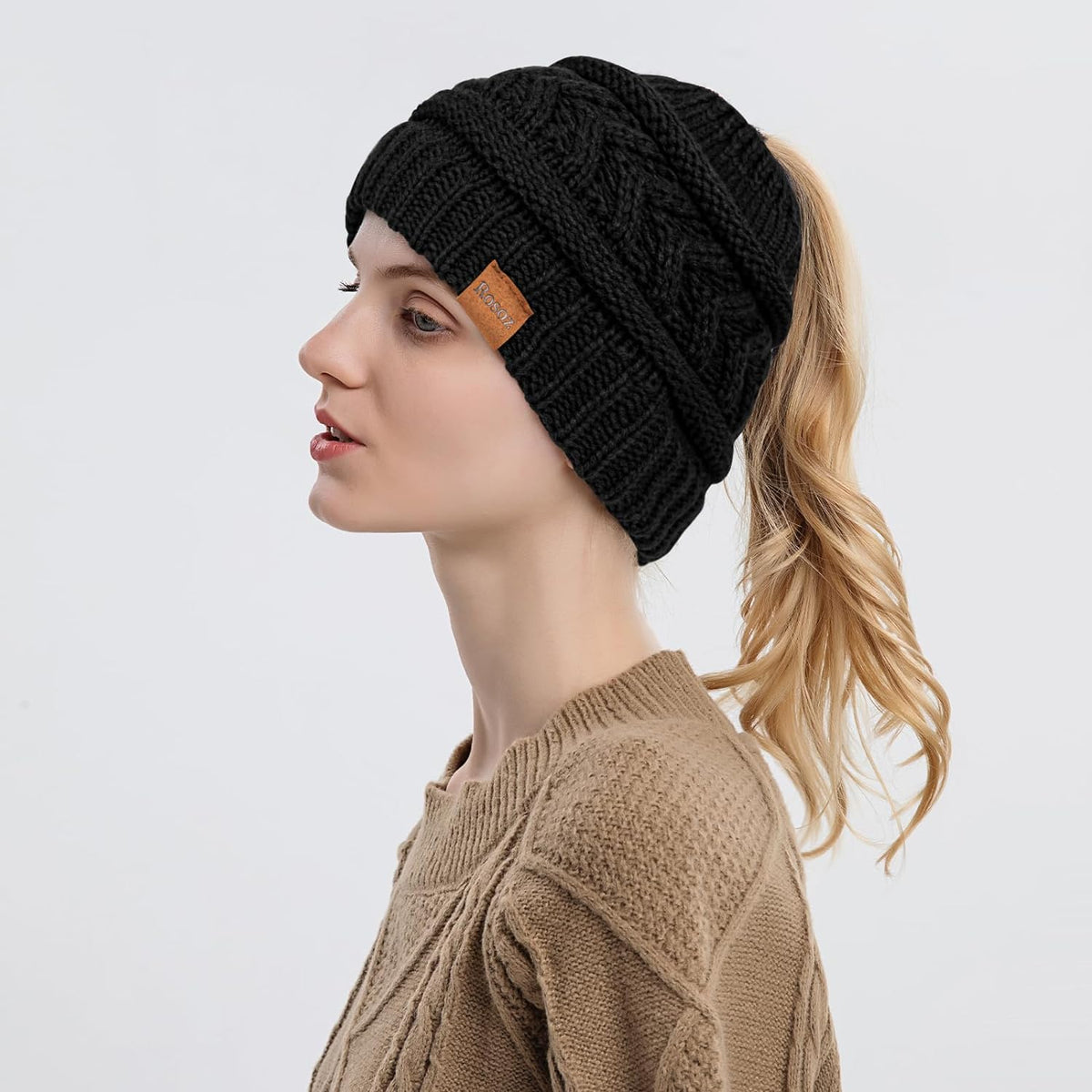 Ponytail Beanie for Women,Winter Warm Beanie