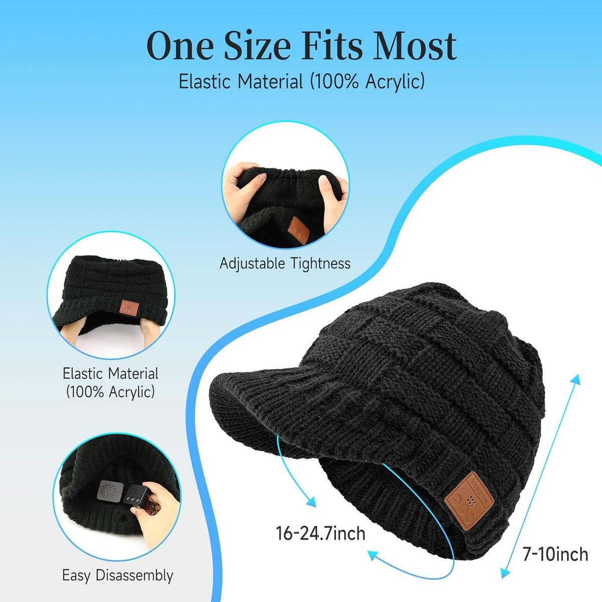 Beanie for Women with Ponytail Hole -Bluetooth Headphones