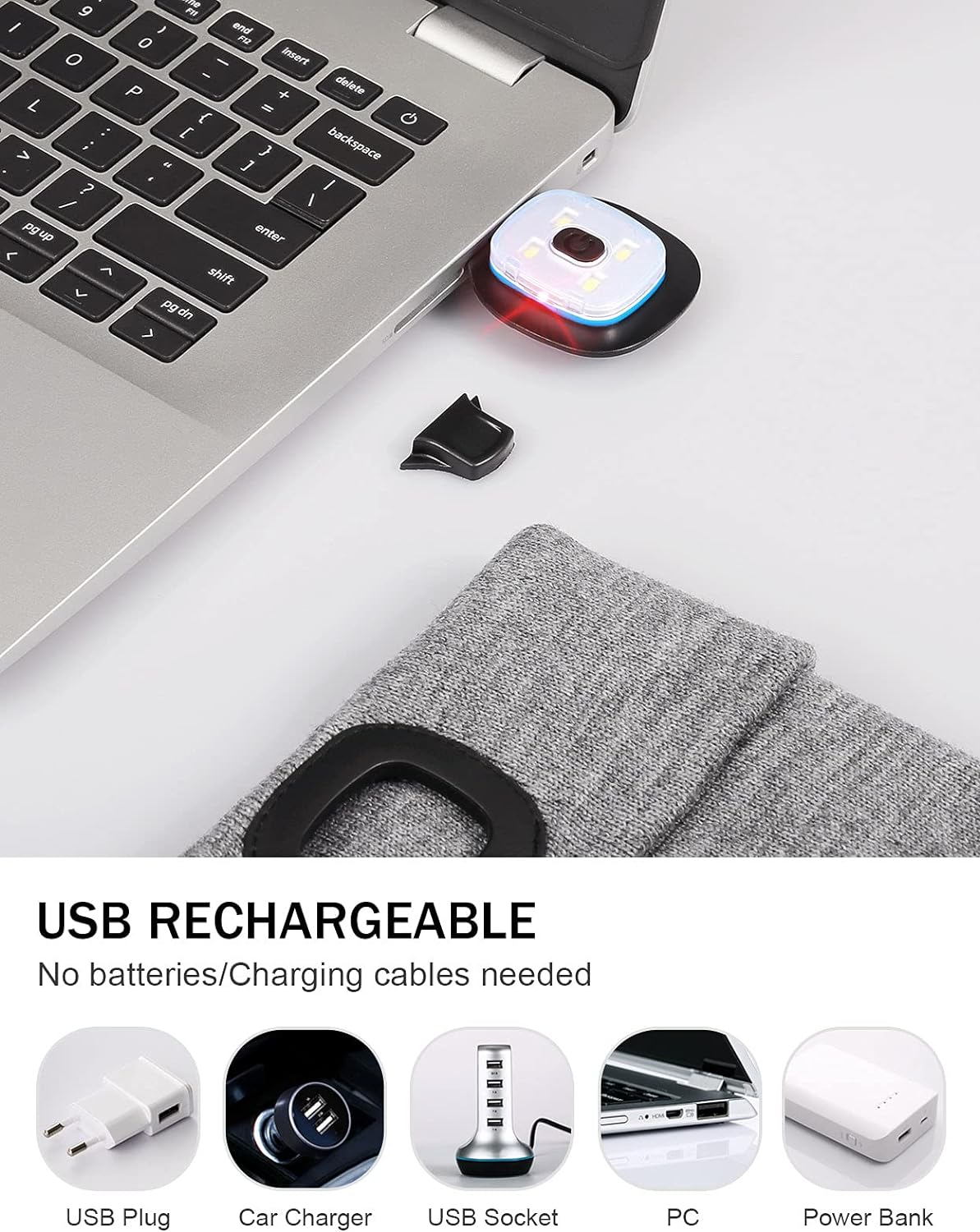 LED Beanie with Light,Unisex USB Rechargeable Hands Free