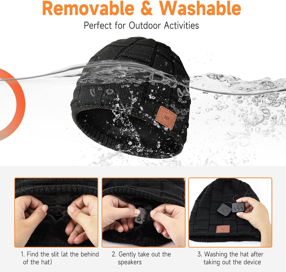 Beanie for Women with Ponytail Hole -Bluetooth Headphones