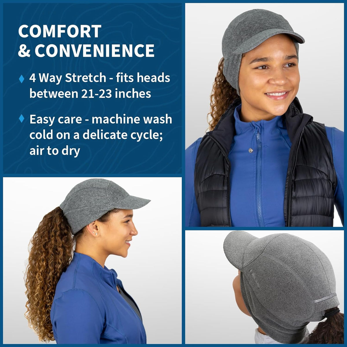 Fleece Ponytail Hat for Women- with Ponytail Hole for Workouts