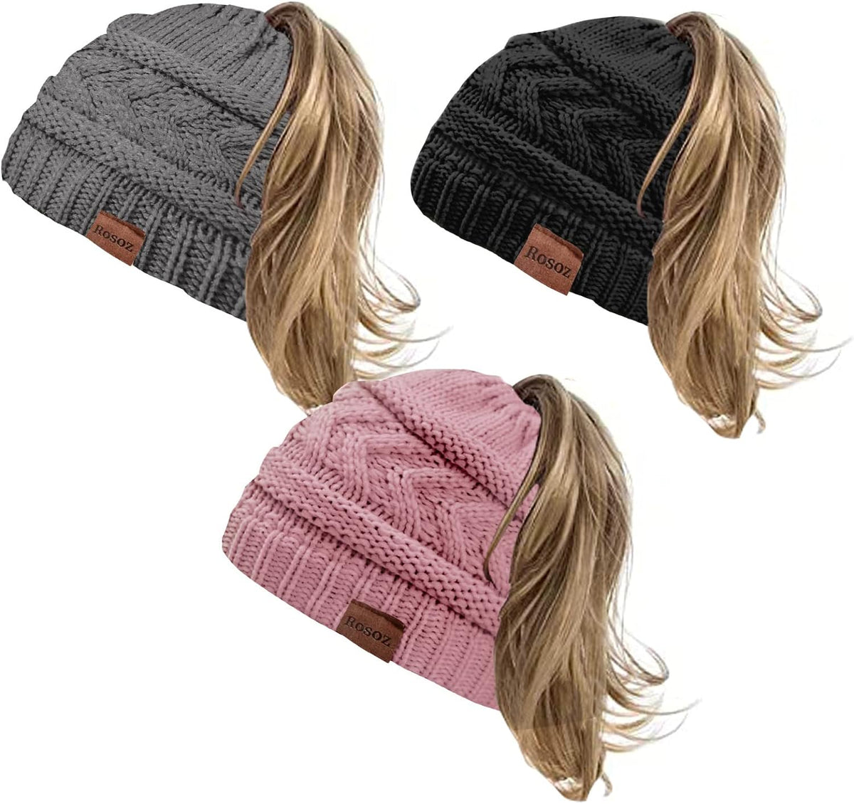 Ponytail Beanie for Women,Winter Warm Beanie