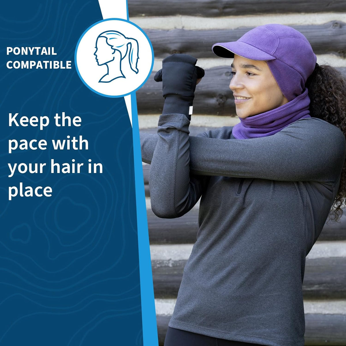 Fleece Ponytail Hat for Women- with Ponytail Hole for Workouts