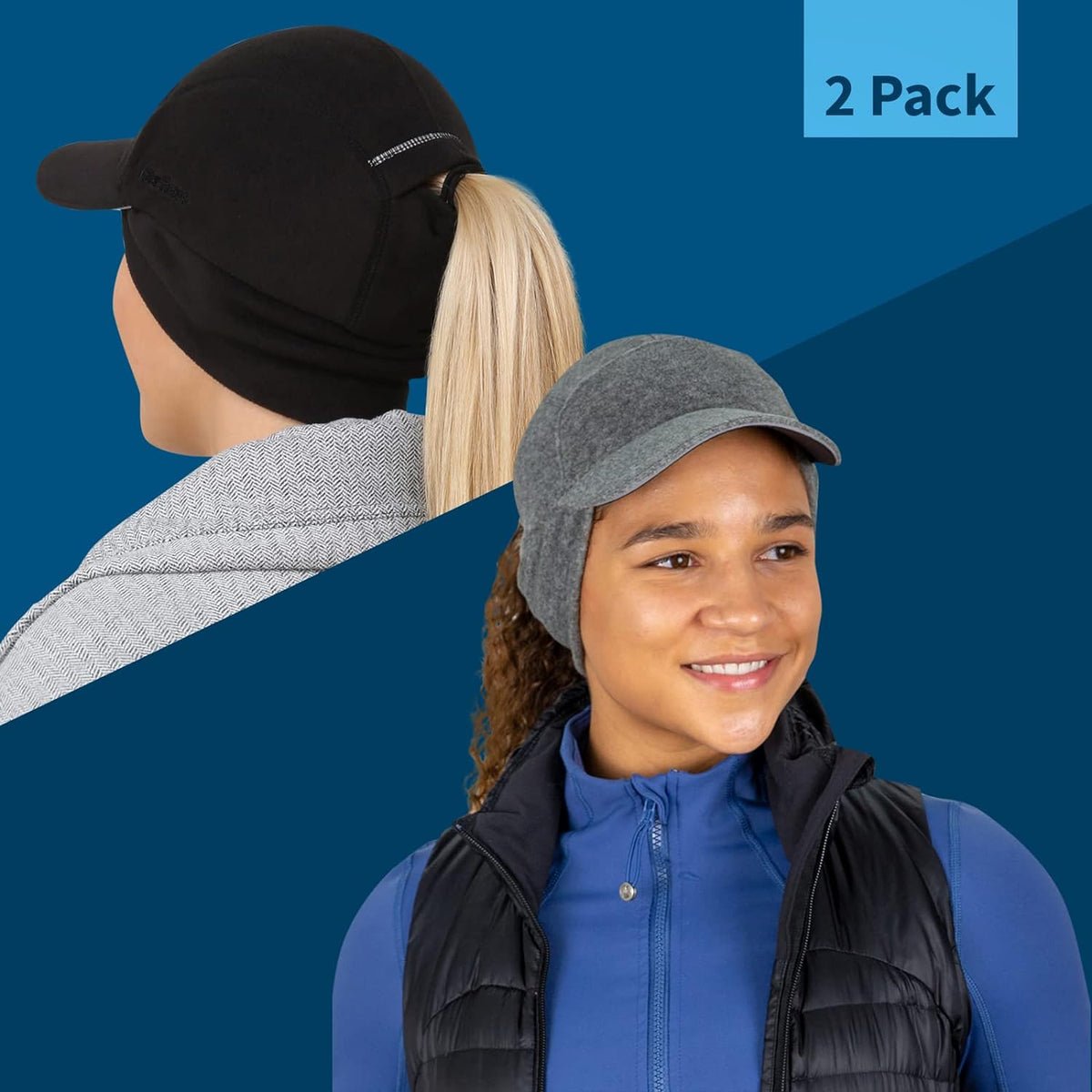 Fleece Ponytail Hat for Women- with Ponytail Hole for Workouts