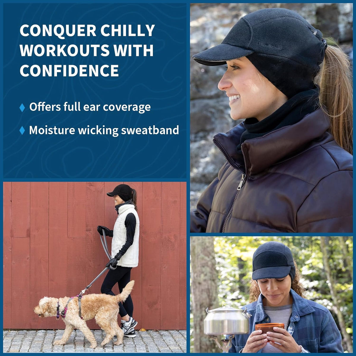 Fleece Ponytail Hat for Women- with Ponytail Hole for Workouts