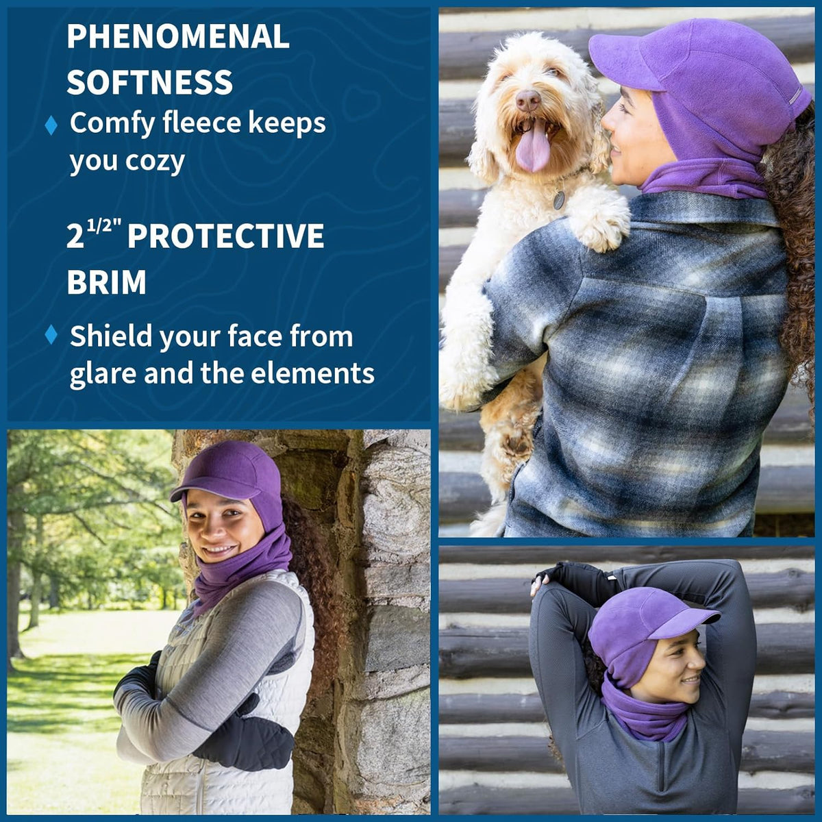 Fleece Ponytail Hat for Women- with Ponytail Hole for Workouts