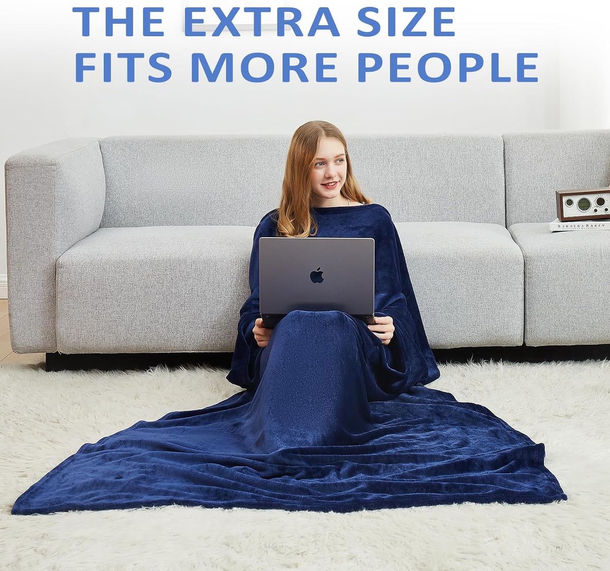 Fleece blanket hoodie- Super Warm and Cozy Giant Blanket - One Size Fits All