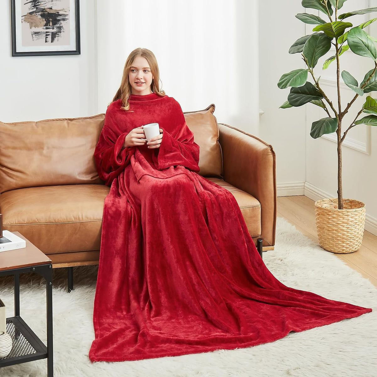 Fleece blanket hoodie- Super Warm and Cozy Giant Blanket - One Size Fits All