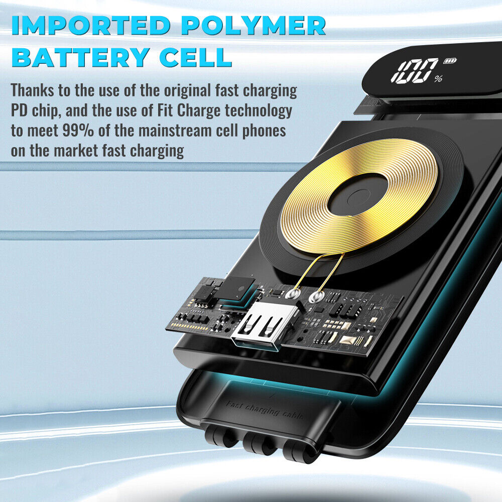 60000mAh 22.5W Power Bank PD QC USB-C 3A Fast Charger External Battery