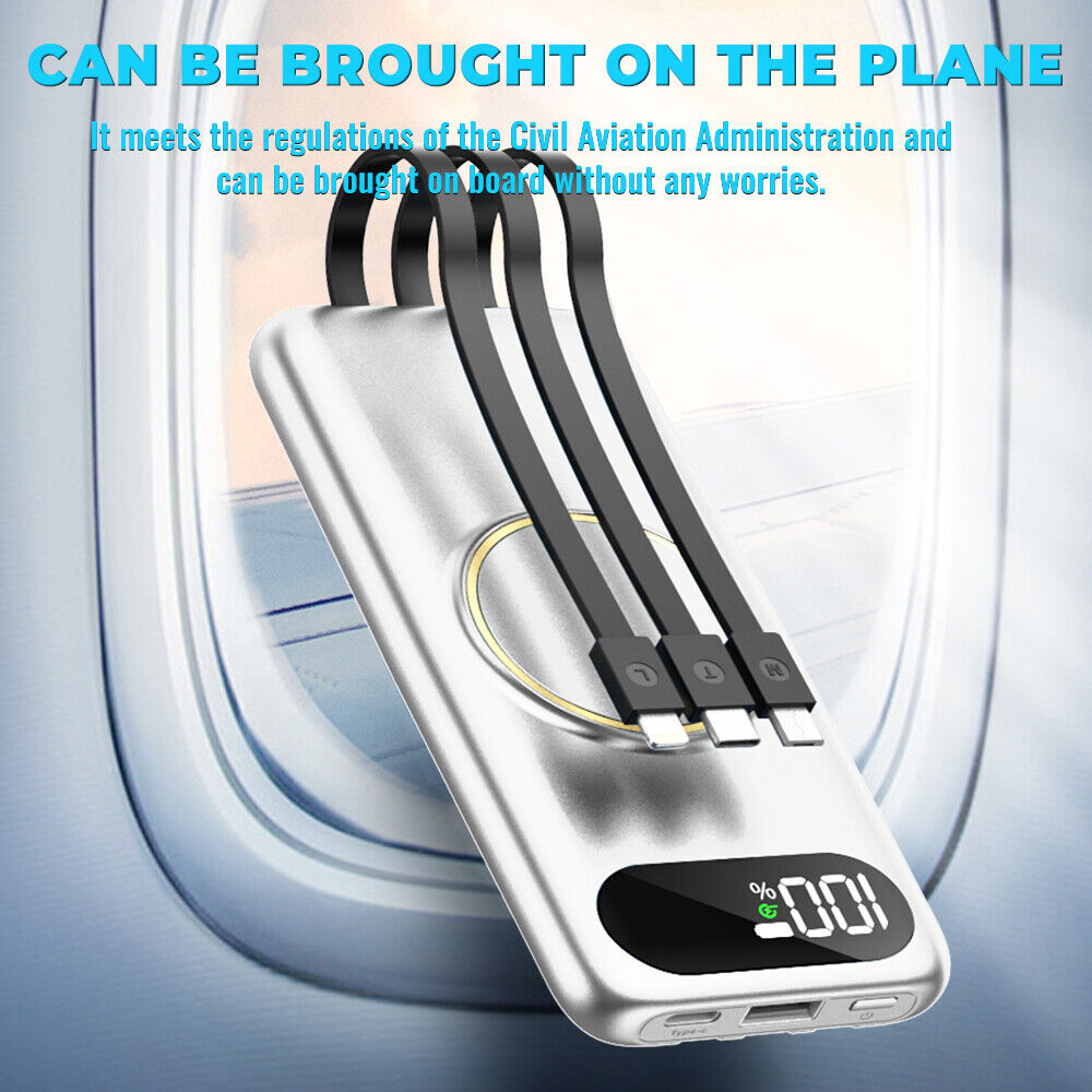 60000mAh 22.5W Power Bank PD QC USB-C 3A Fast Charger External Battery