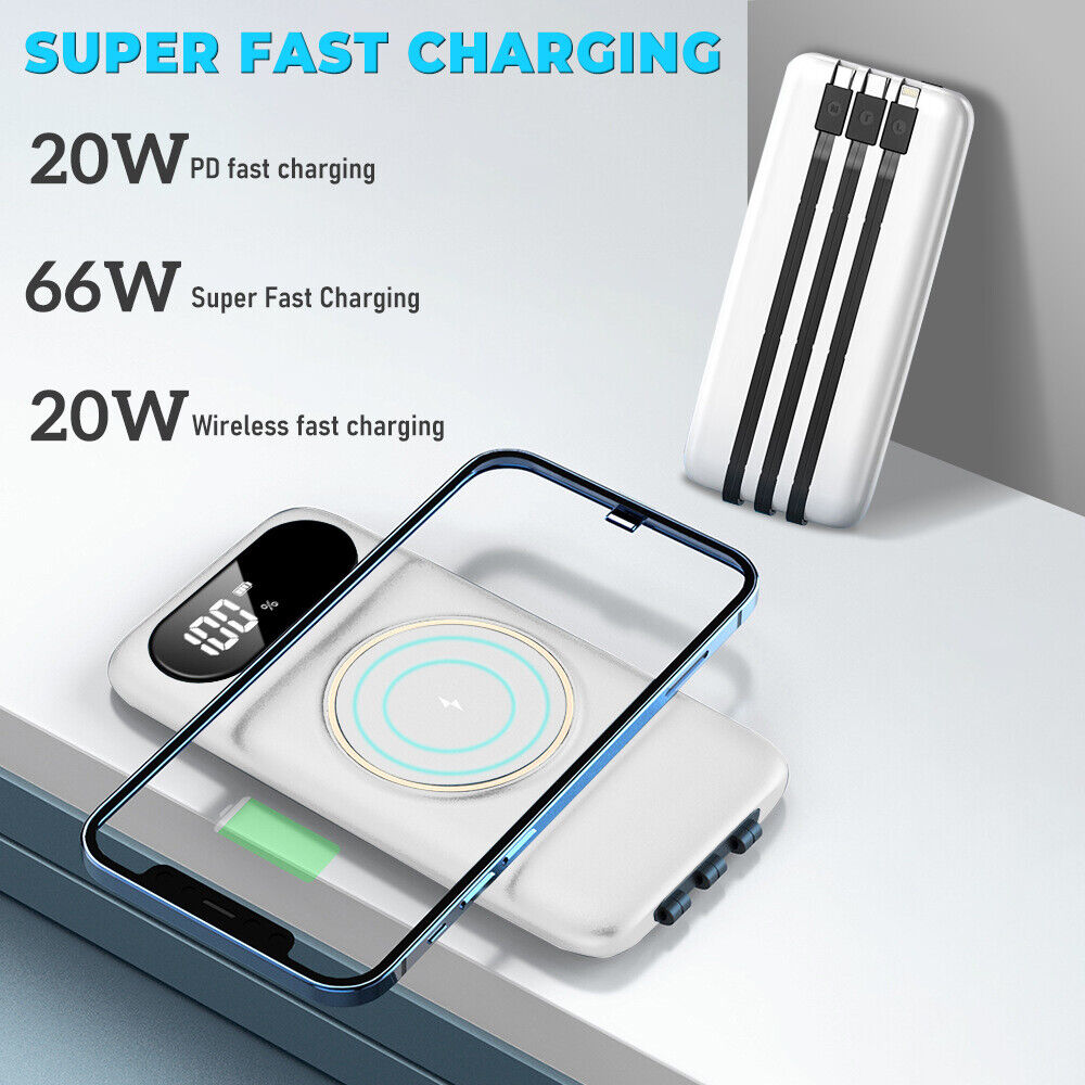 60000mAh 22.5W Power Bank PD QC USB-C 3A Fast Charger External Battery