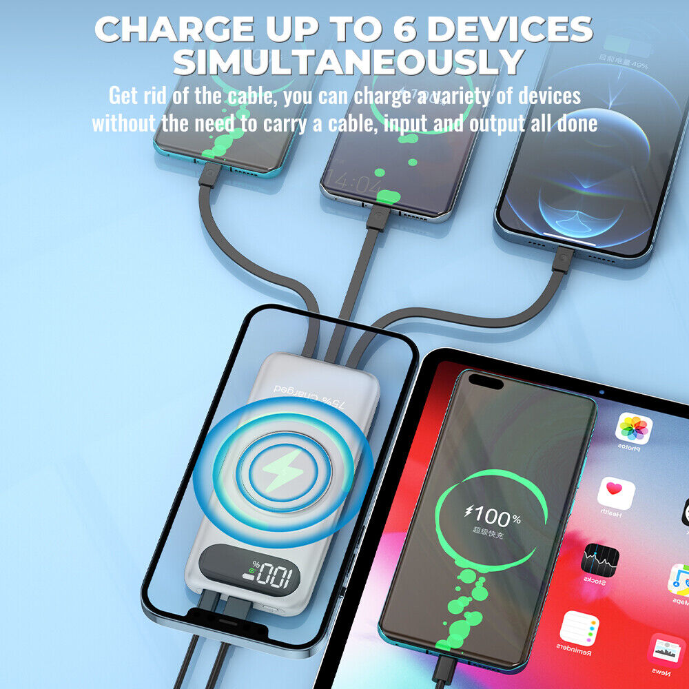 60000mAh 22.5W Power Bank PD QC USB-C 3A Fast Charger External Battery